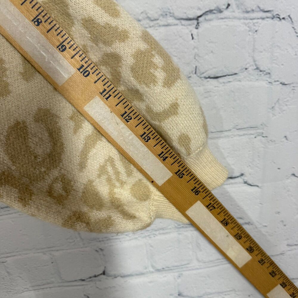 Beige Leopard Print Oversized Sweater Mediun Pullover Animal Pattern Knit Top - Picture 4 of 6